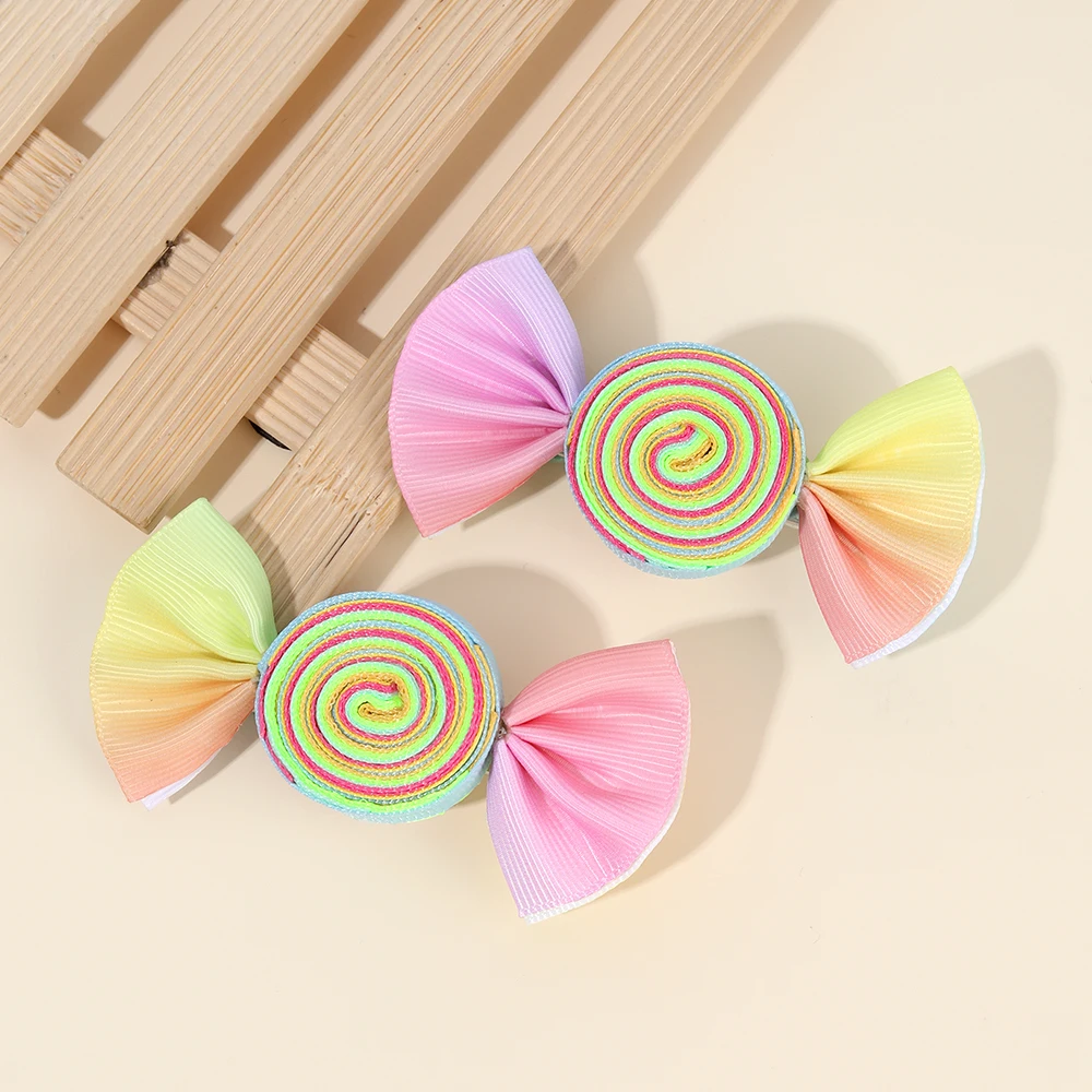 Candy Bow Hair Clips for Girls, 2Pcs Set