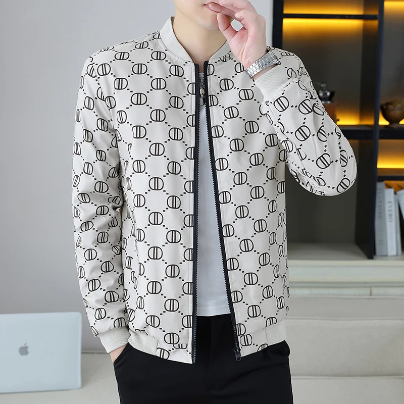 

2026 Spring Autumn Casual Print Fashion Slim Bomber Jacket Men Overcoat New Arrival Baseball Jackets Men's Jacket M-4XL Top