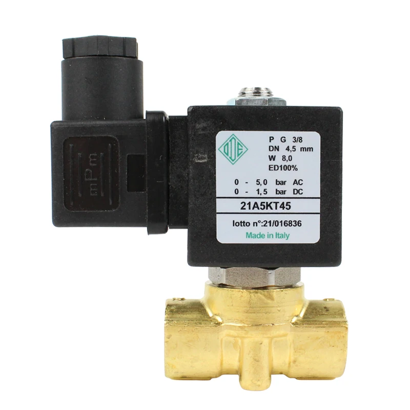 

Италия ODE 21A5KT45 Электромагнитный клапан 2/2-ходовой Н.З. Латунный нагрев прямого действия с автоматическим управлением, 8 Вт, 12 Вт, 14 Вт, 3/8 дюйма, DN10, водяная пара