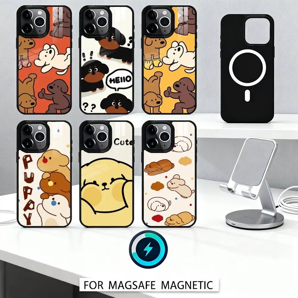 

F-Fluffy and cute puppy Phone Case For iPhone17,16,15,14,13,12,Pro,Max,Magnetic For Magsafe Wireless Charging