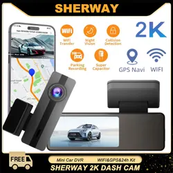 2K Car DVR GPS Dash Cam 1440P Video Recorder WiFi/App Control Dash Camera WDR G Sensor Night Vision Parking Monitor Mini Dashcam