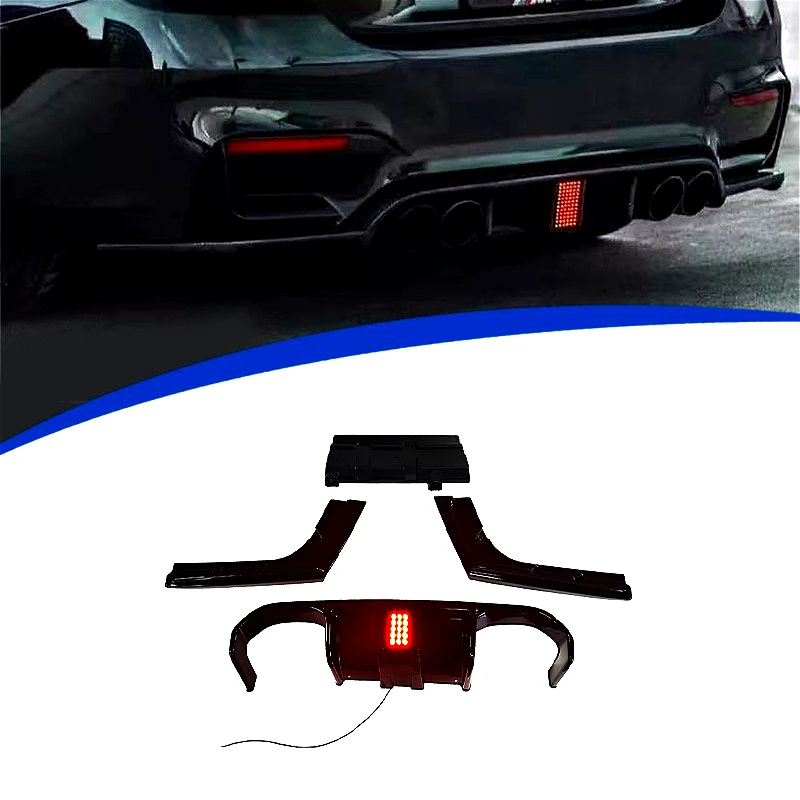 

M3 Style Rear Bumper Diffuser For BMW 3 Series F30 2013-2018 With/Without LED Light Gloss Black Easy Install Car Accessories
