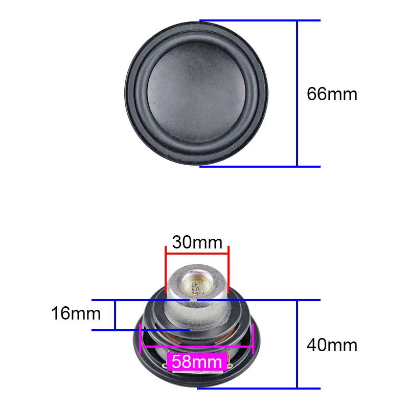 GHXAMP 2.5 بوصة 66 مللي متر عالية الجودة مستديرة منتصف باس المتكلم النيوديميوم 6OHM 20 واط لبيت مارلي الحصول على معا محمول صغير 2 قطعة