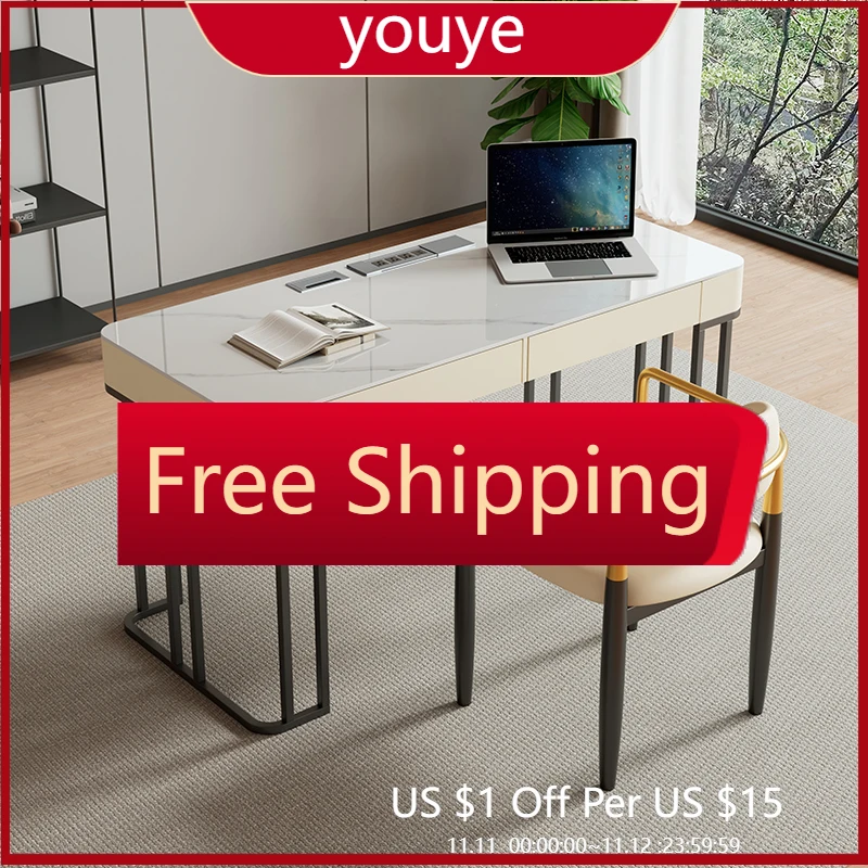 

C Computer Desk Italian Light Luxury Rock Slab Desk Designer Home Modern Office Beauty Salon Consultation Table