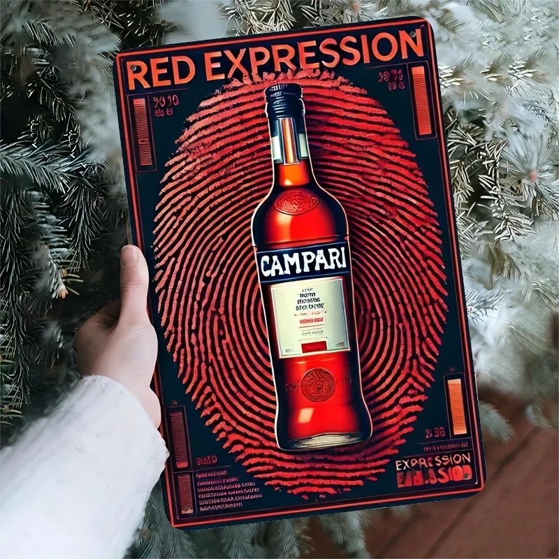 Campari Liqueur Letrero de metal - Arte de pared vintage de inspiración italiana con diseño rojo, decoración interior/exterior fácil de colgar para H