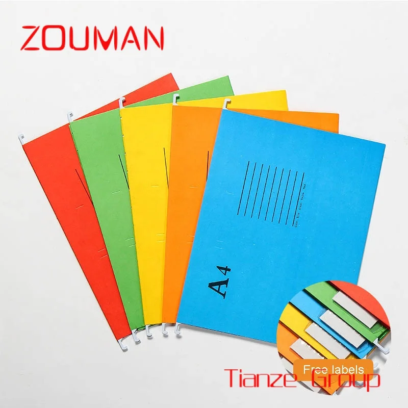 Custom , Assorted Colors Recycled Suspension File,Paper Hanging File Folders with Tabs and Inserts,25 Per Box