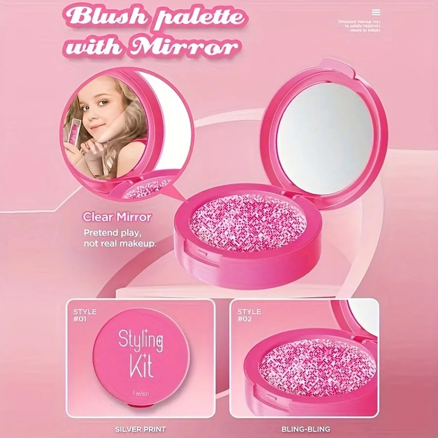 Juego de juguetes de maquillaje para niños, caja de maquillaje de belleza simulada, sin manchas, sin líquido, juego no tóxico de 10 piezas (maquillaje no Real)