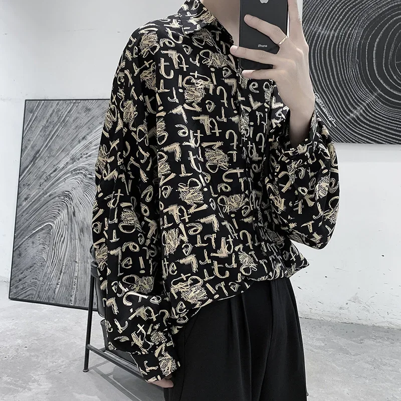 New Letter Printed Shirts For Men Spring Summer Fashion Casual Loose Men's Shirt Japanese Streetwear Men Clothing Y2k