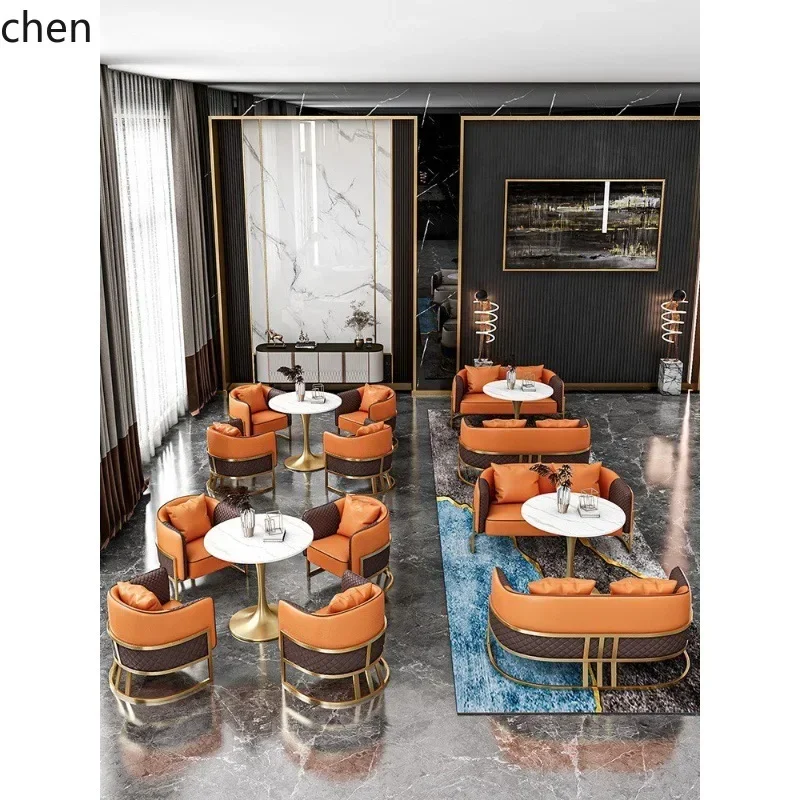 TQH-c13  Sales Office Business Reception Sofa Chair Office Showroom Leisure Beauty Salon Meeting Table and Chair Set