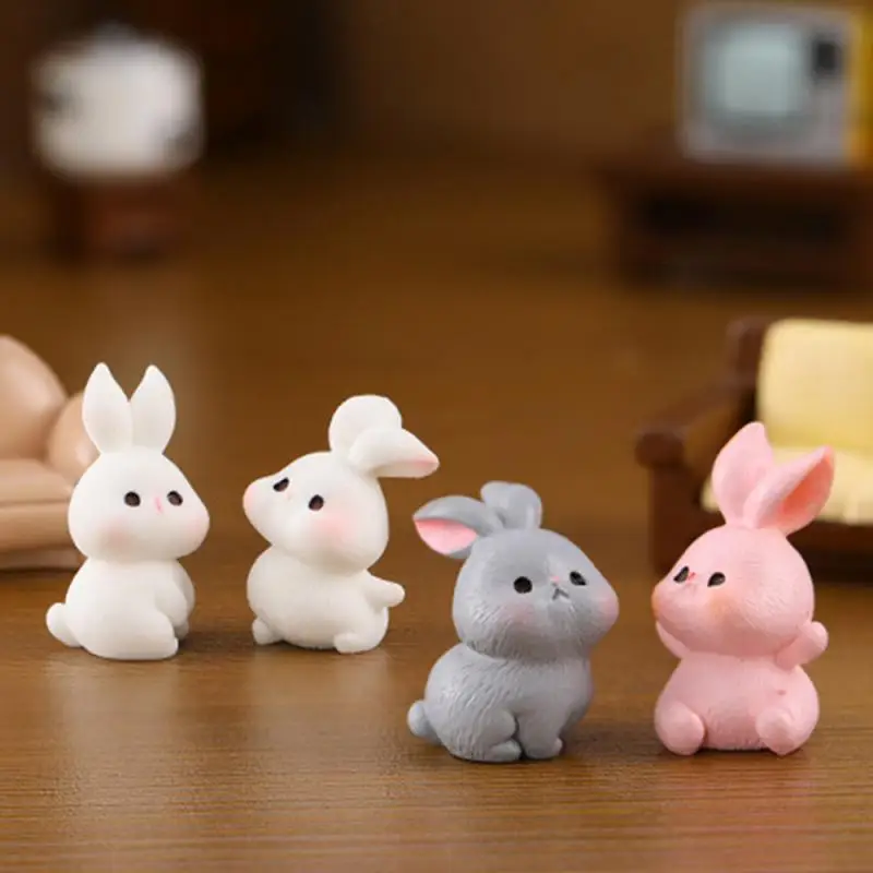 1/2PCS Hot Easter Christmas Rabbit Figurine Landscape Home Kawaii Room Decor Miniature Fairy Garden Decoration Accessories