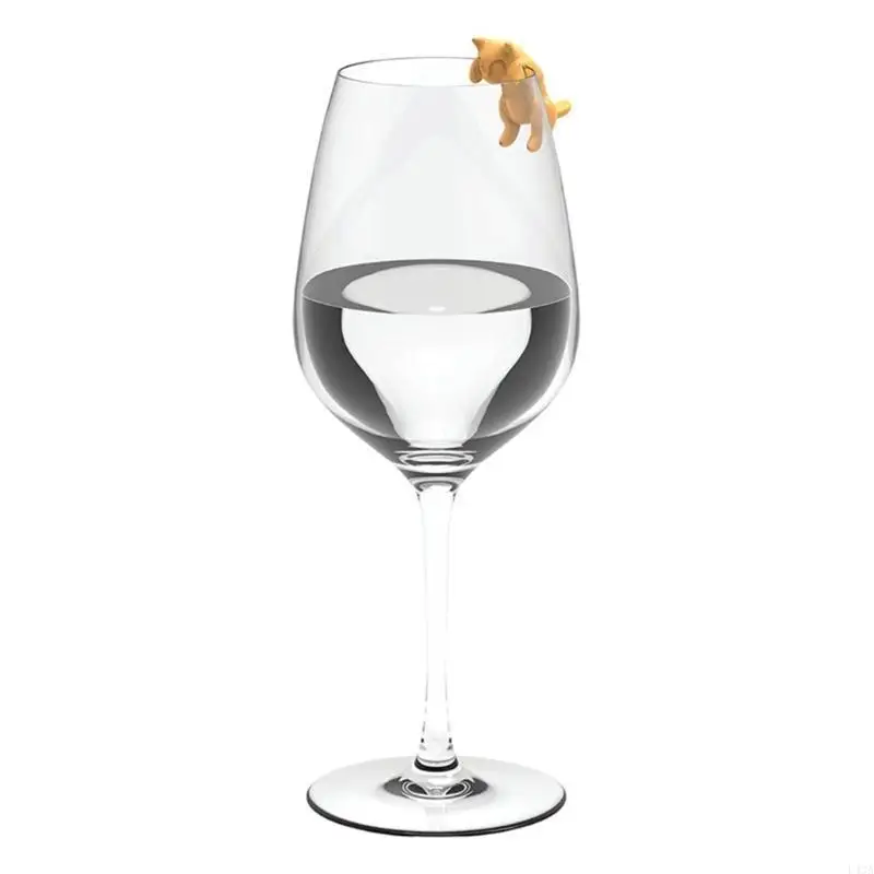 L43A 6Pcs/Set for Creative Silicone Lying for Cat Shaped Wine Glass Markers Cup Distinguisher Recognizer Drink Charms for Home