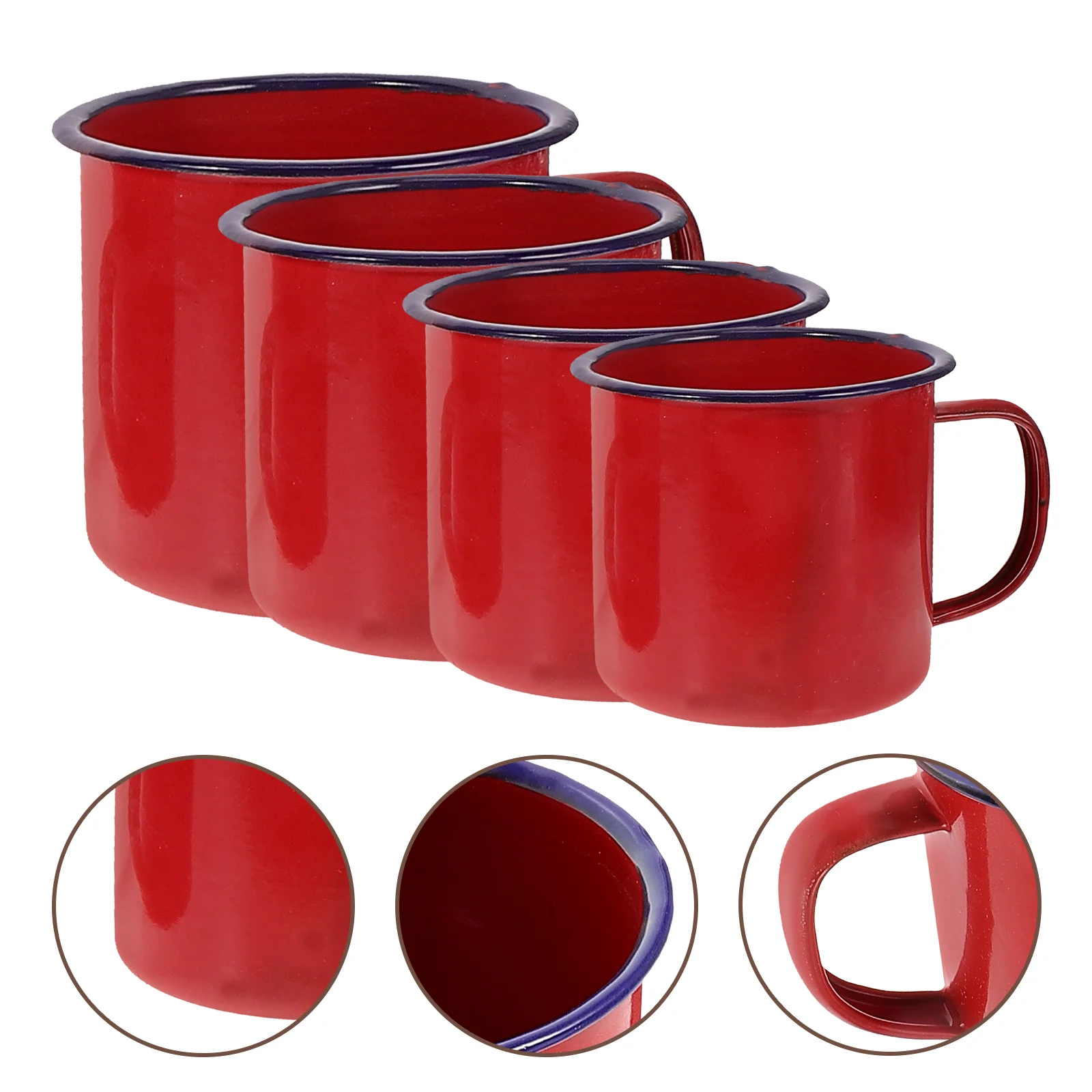 4 Pcs Enamel Tea Jar Cake Cup Hot Pot 4-piece Set Coffee Mug Large Mugs Water Small Milk Cups Ocean Portable Juice Home Travel