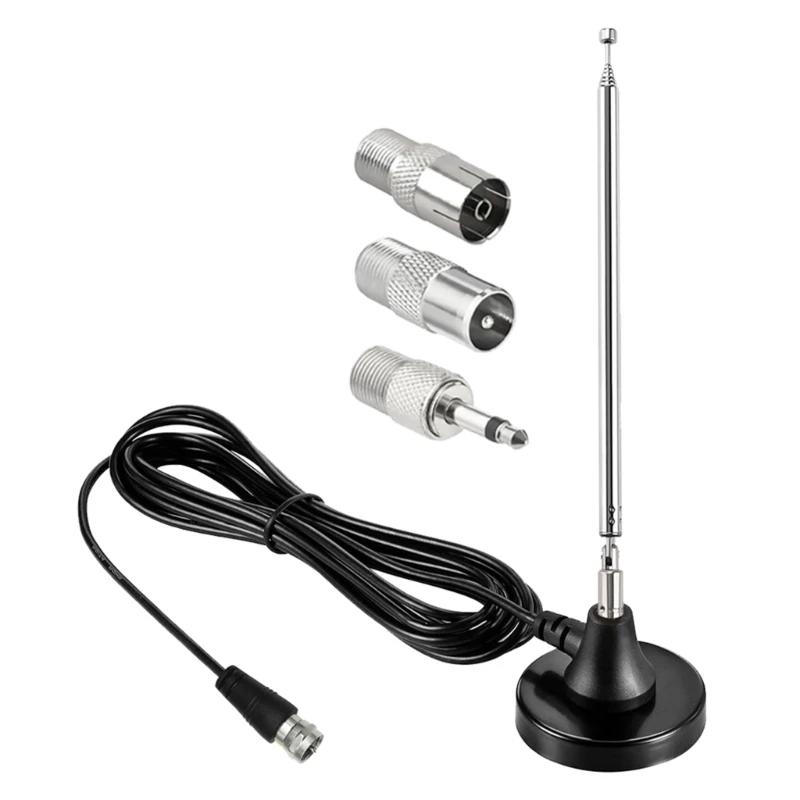 High Gains FM Telescopic Antennas DAB FM Antennas Indoor FM Radio Antennas with 3 Adapter for Household Digital FM Radio