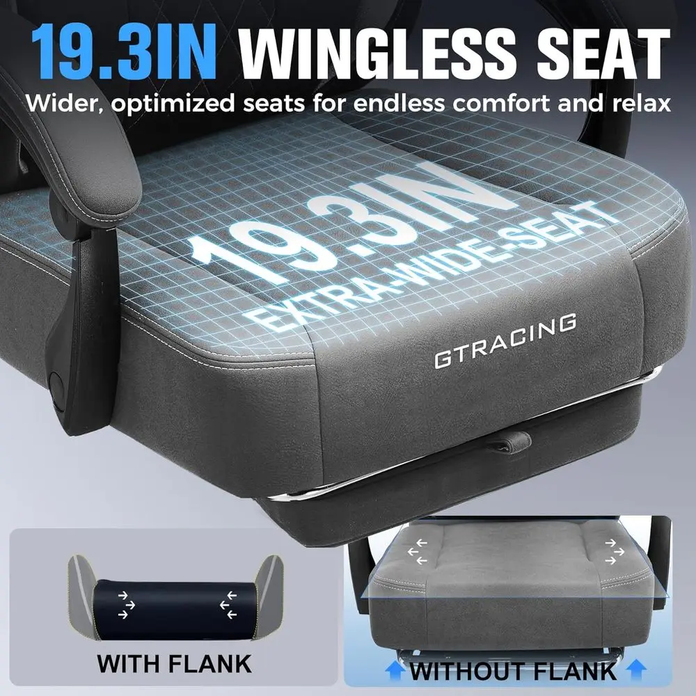 Ergonomic High-Back Gaming Chair with Breathable Fabric, Lumbar Support, and Footrest view 4