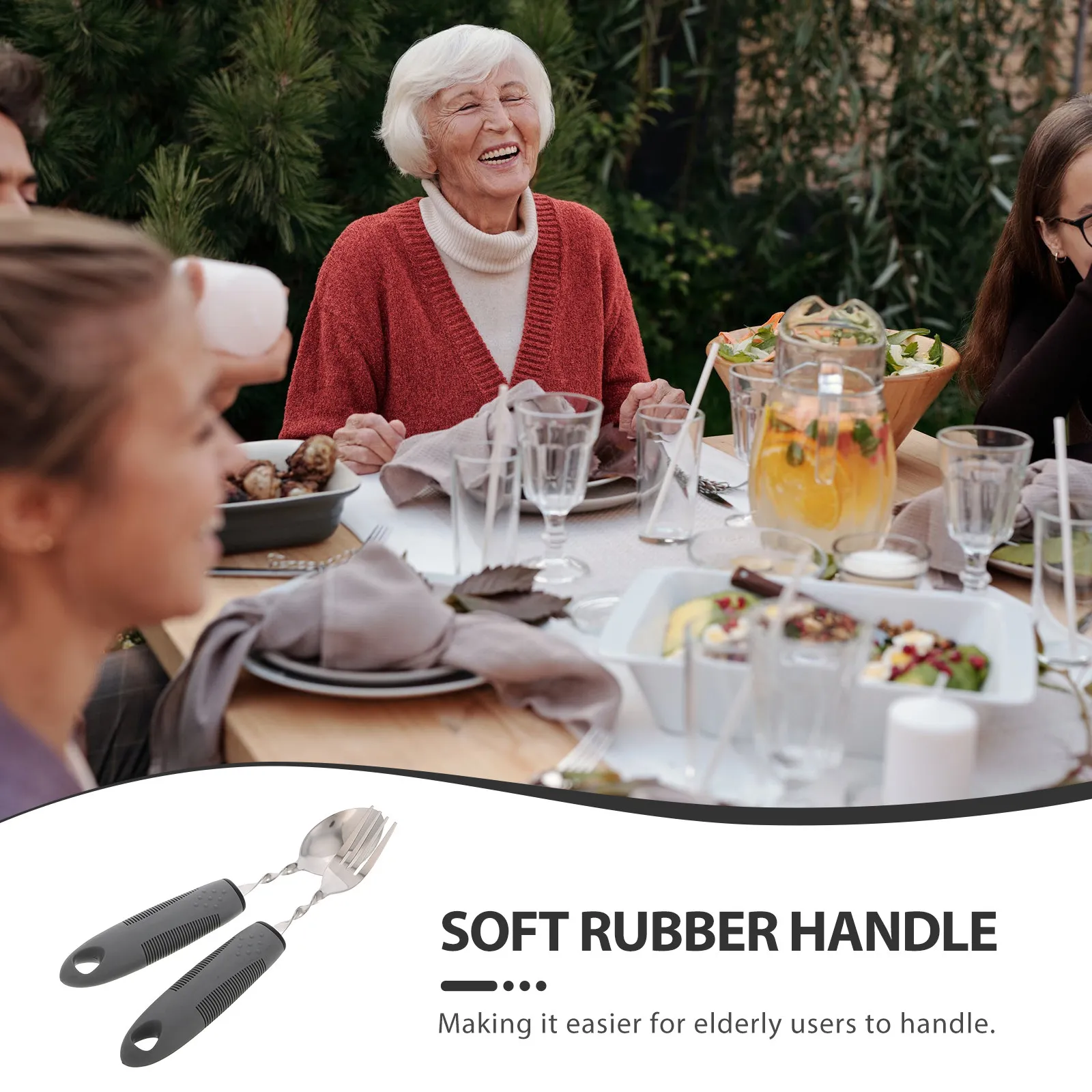 1Set Elderly Adaptive Utensils Weighted Fork Spoon Stainless Steel Bendable Anti Tremor Eating Utensils for Disabled Comfort