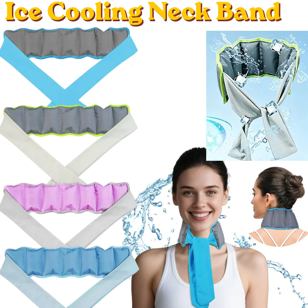 35*9cm Cold Compress Cooling Neck Wrap Ice Scarf For Migraine Fever Relief Wrist Summer Heatstroke Relief