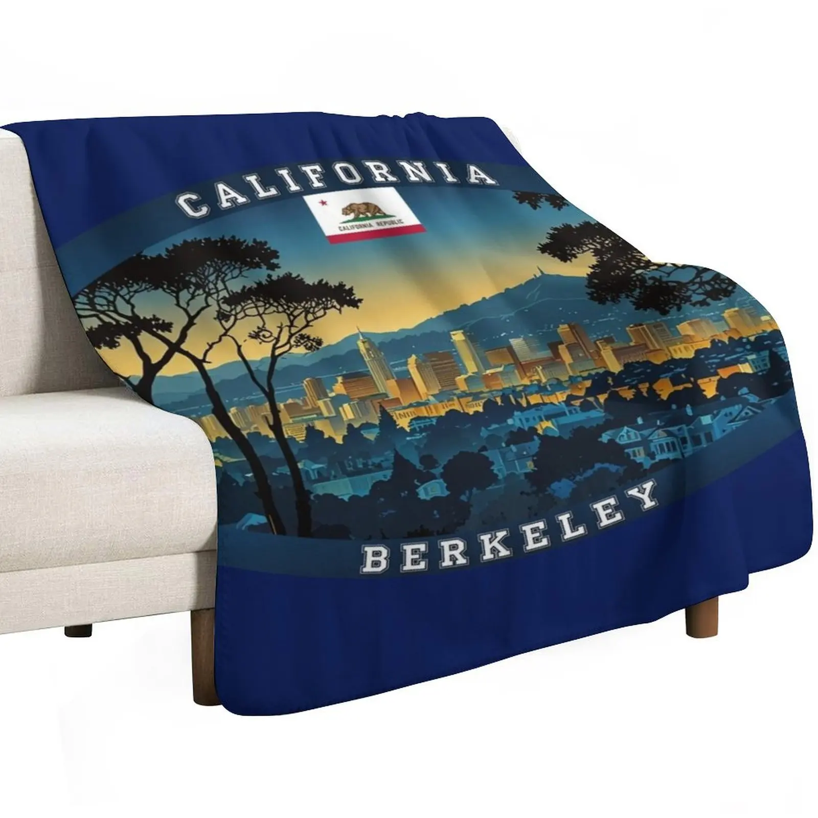 Berkeley California Travel Throw Blanket Plaid on the sofa Designers Custom Kid'S Decorative Sofa Hair Blankets