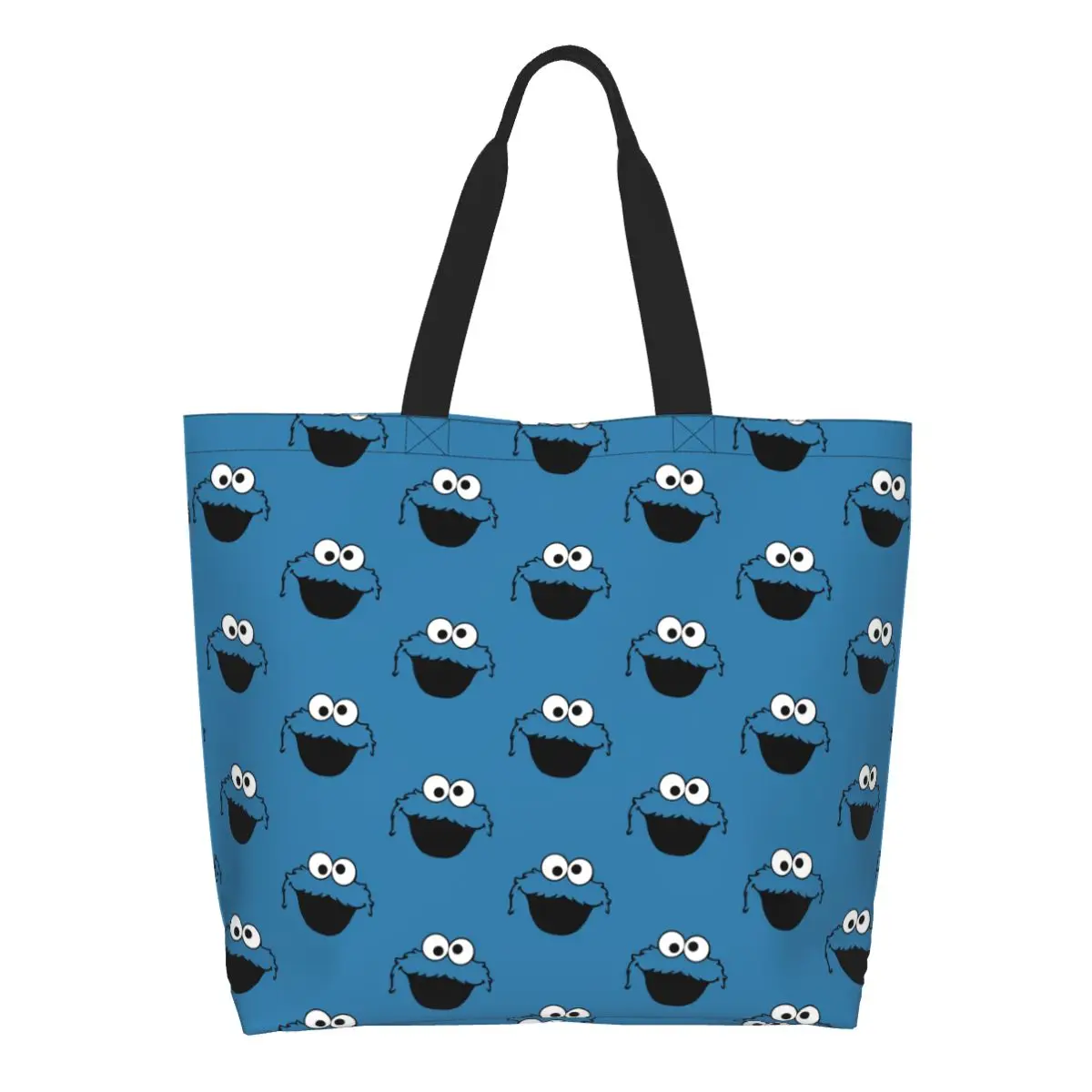 

Сумка для покупок Cookie Monster на заказ, женская парусиновая сумка через плечо, прочные детские сумки для покупок для продуктов по телевидению