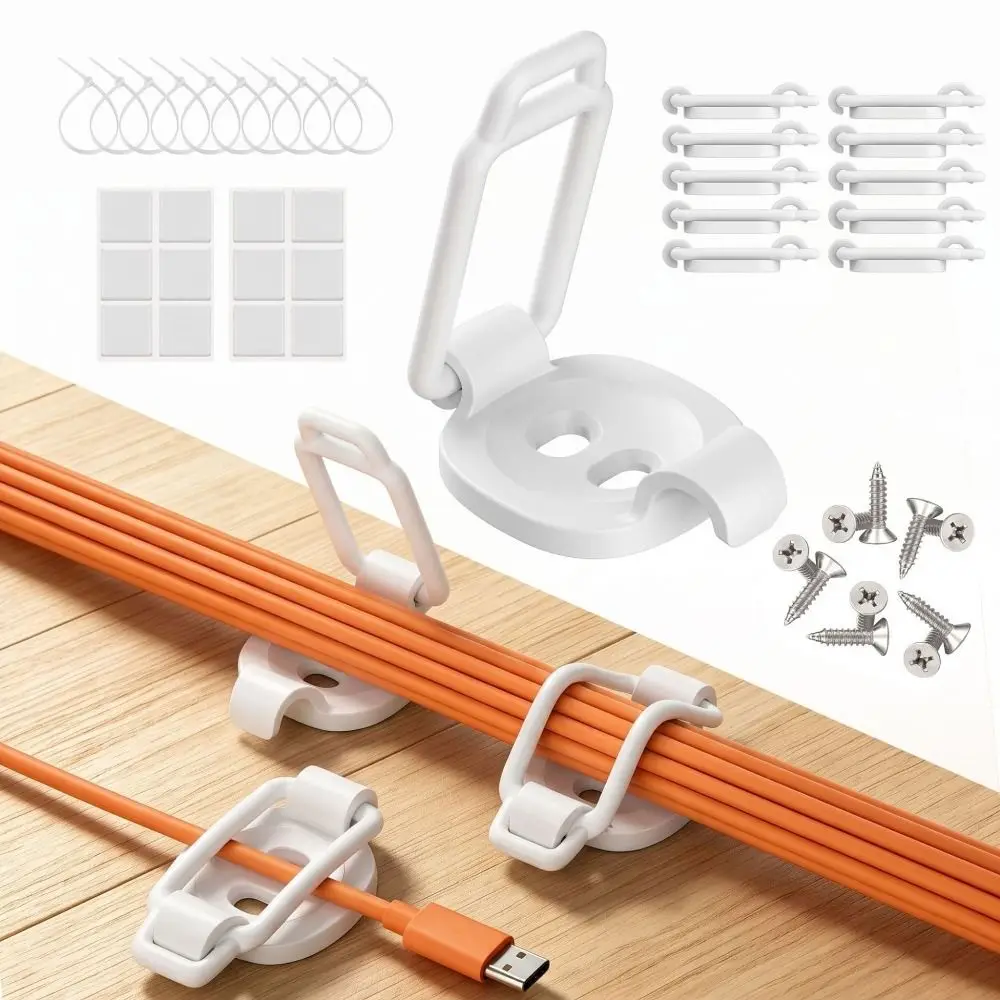 10 Pack Adjustable Cable Clips Elastic Self-Adhesive Desktop Cable Management Reusable Cord Organizer Under Desk