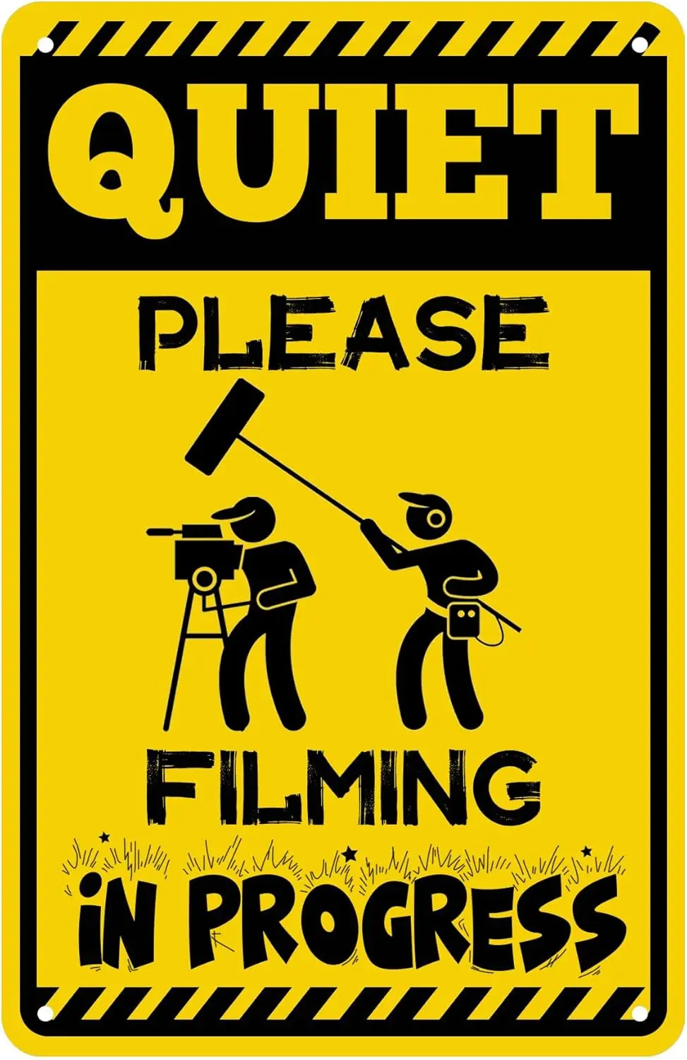 Keep Quiet Sign -Quiet Please Filming In Progress - Cinema Metal Tin Sign For Street Home Door Vintage Wall Plaques Deco