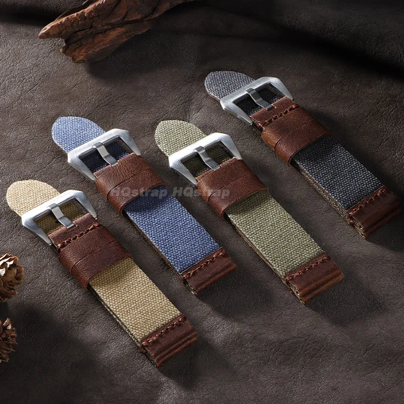 20mm 22mm 24mm Nylon Leather Strap for Seiko for Omega Watchband Retro Canvas Bracelet Sport Quick Release Replacement Wristband view 2