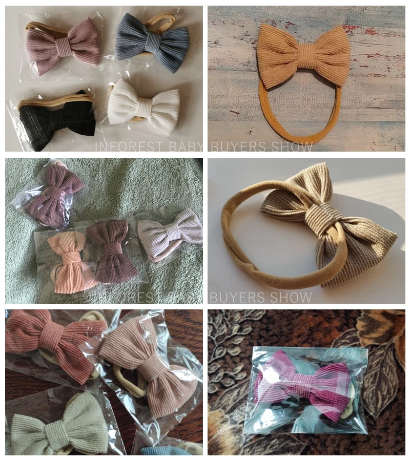 Baby Headband Bow Headbands For Girl Corduroy Head Band Thin Nylon Hairband Newborn Kids Toddler Hair Accessories Spring Summer image 6
