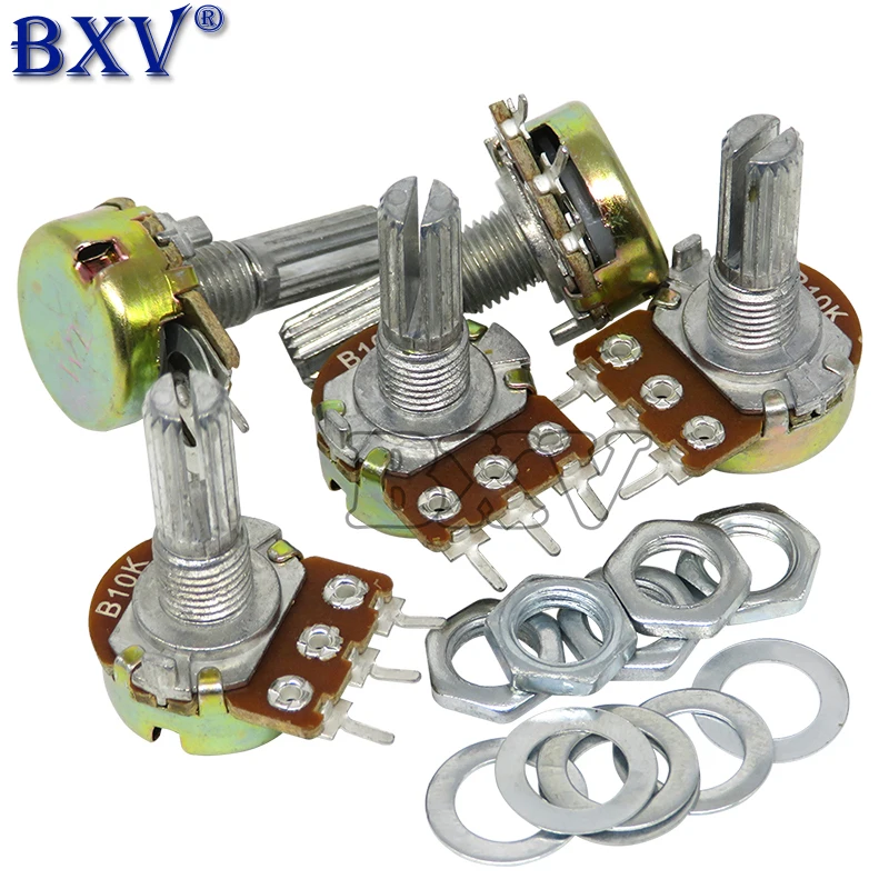 5PCS WH148 3PIN 20MM Single Couplet Potentiometer With Nuts B1K B2K B5K B10K B20K B50K B100K B250K B500K B1M 1K 2K 5K 10K 100K