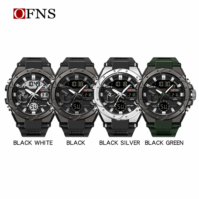 OFNS Top Fashion Luxury G-Style Watch Men Military Sport Clock Stopwatch Waterproof Dual Display Digital Quartz Men\'s Wristwatch