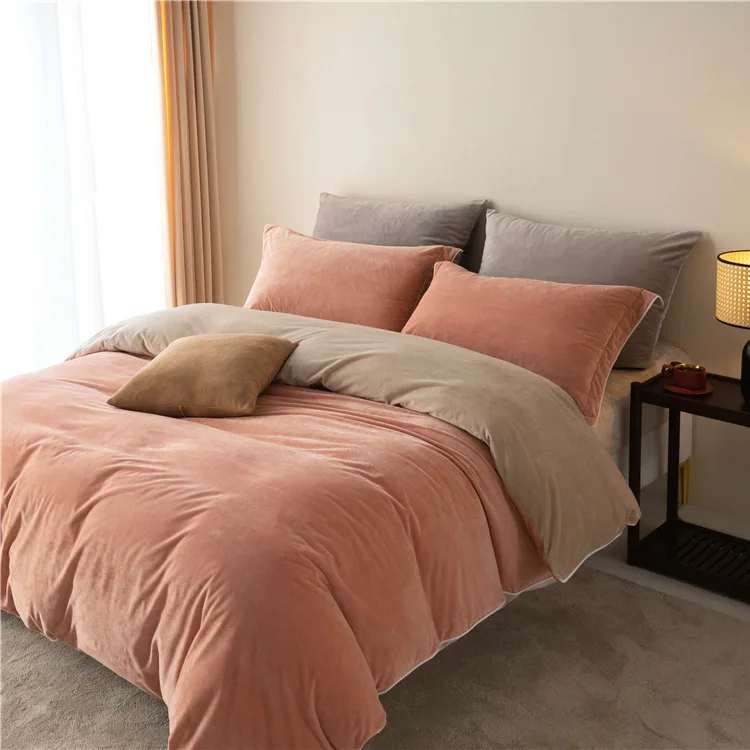 

A-class baby velvet solid color duvet cover single piece milk velvet coral velvet single person 150x200x230 double-sided