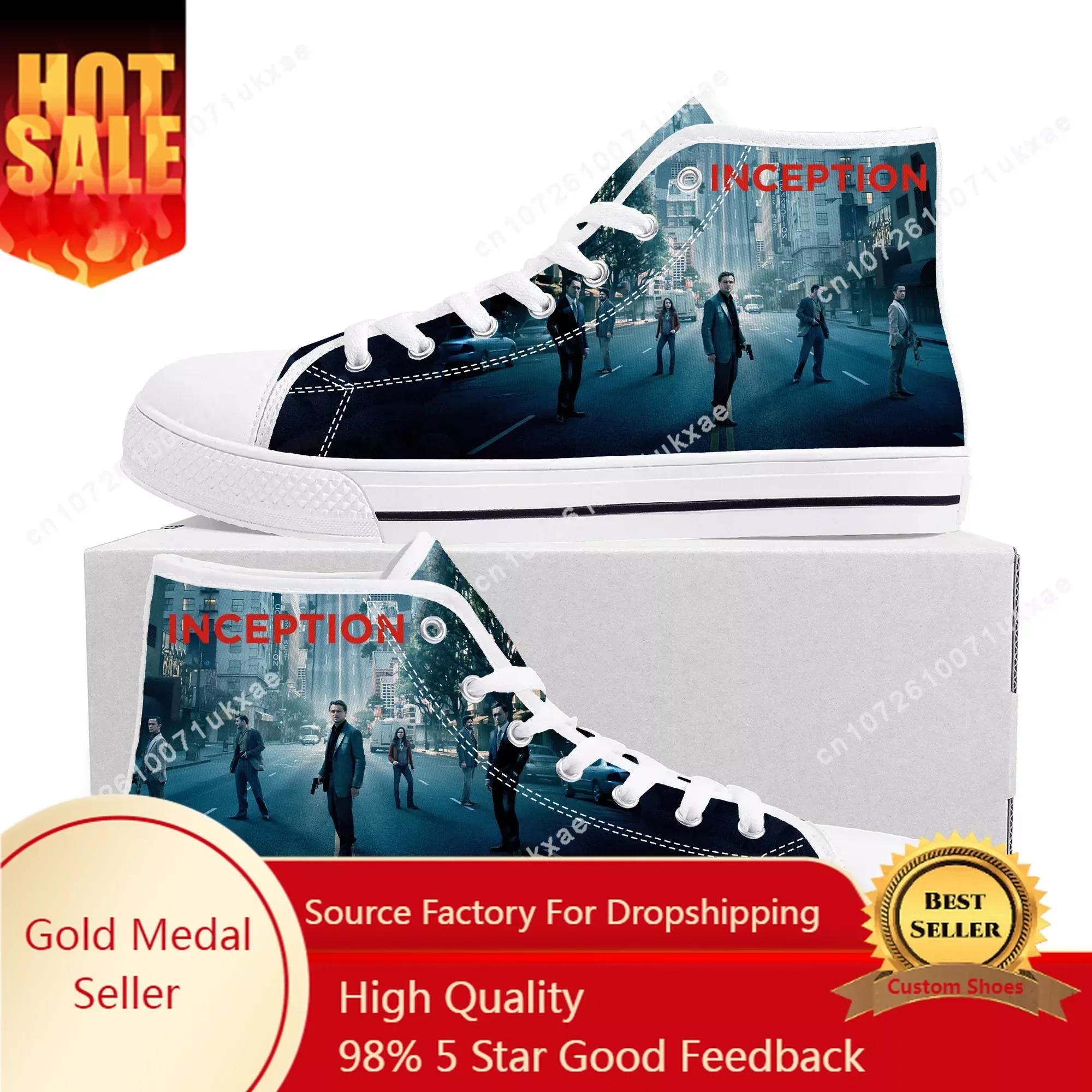 

Inception High Top Sneakers Mens Womens Teenager High Quality Leonardo DiCaprio Canvas Sneaker couple Casual Shoe Custom Shoes