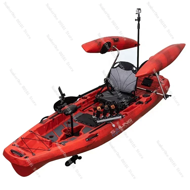 

Plastic Single Seat 3m Sit On Top Folding Detachable Fishing Kayak 2 Piece Modular Canoe With Fin Pedal or Motor