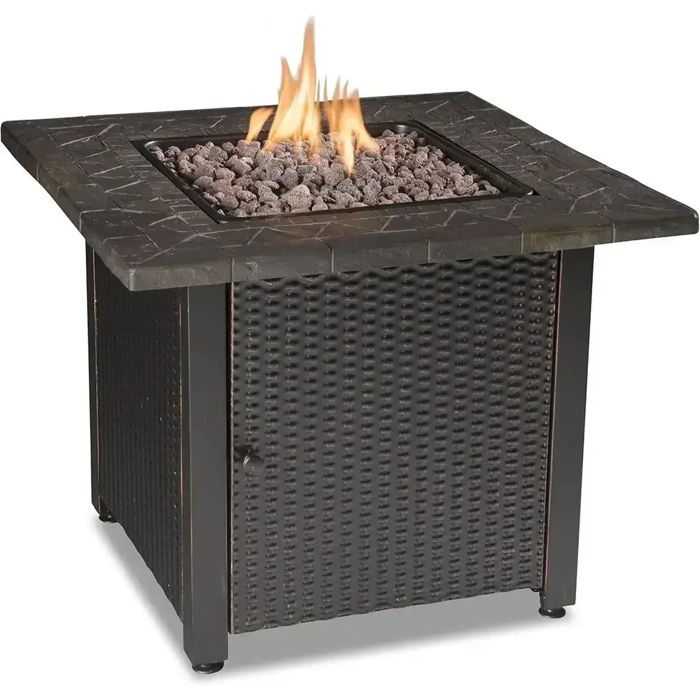 30 Outdoor Gas Fire Pit Table with Resin Mantel