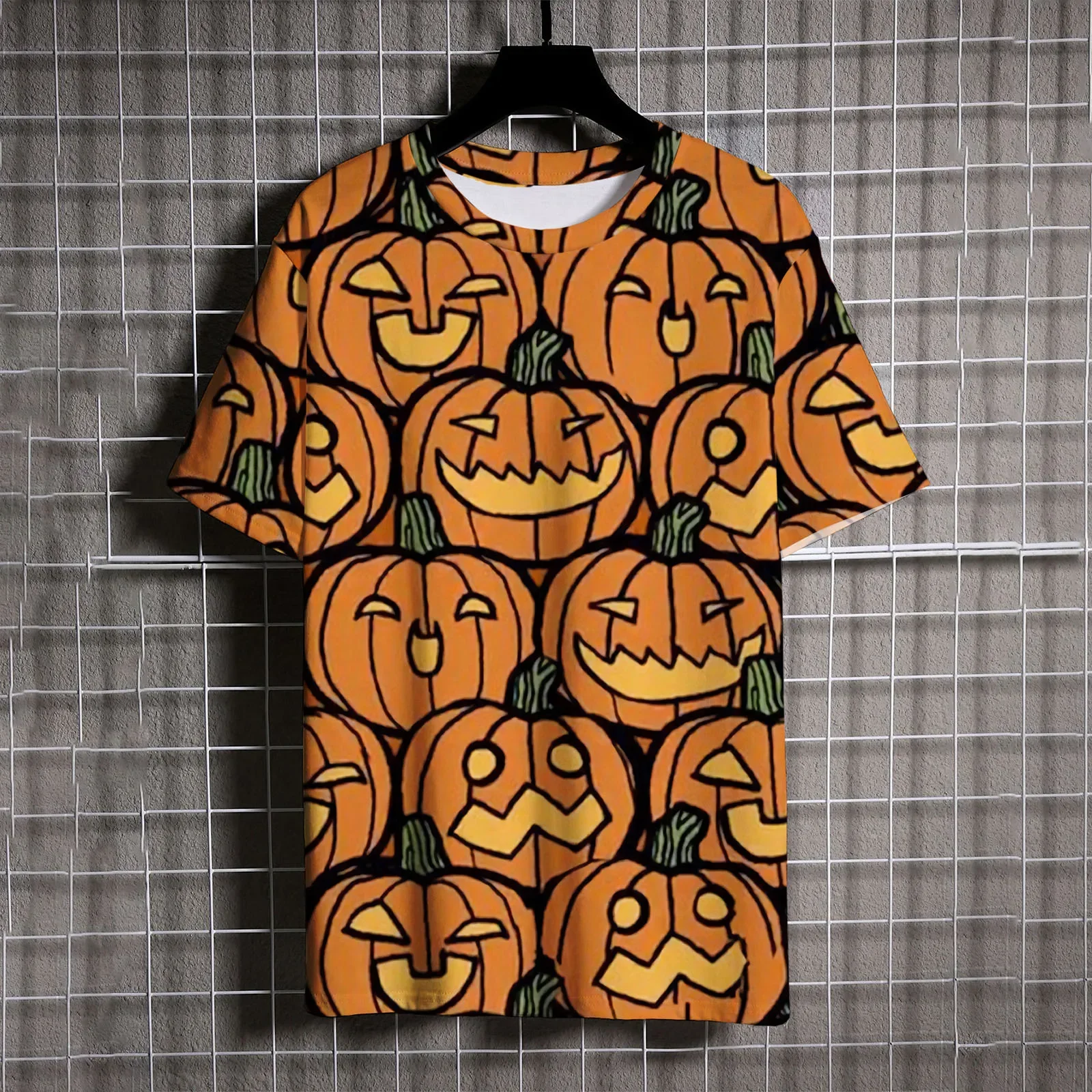 Casual Men's Short Sleeve T-shirt Funny 3D Bat Pumpkin Print Halloween Tees Fashion Crew Neck Loose Top Hip Hop Cosplay Clothing