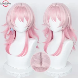 HSR March 7th Cosplay Wig 50cm Long Pink Gradient Wigs Heat Resistant Synthetic Hair Halloween Party