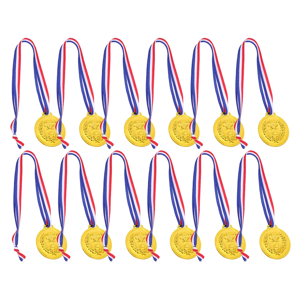

25pcs Gold Sports Medals For Kids Lightweight Plastic Party Favors Preschool Competition Prizes Team Awards Winner