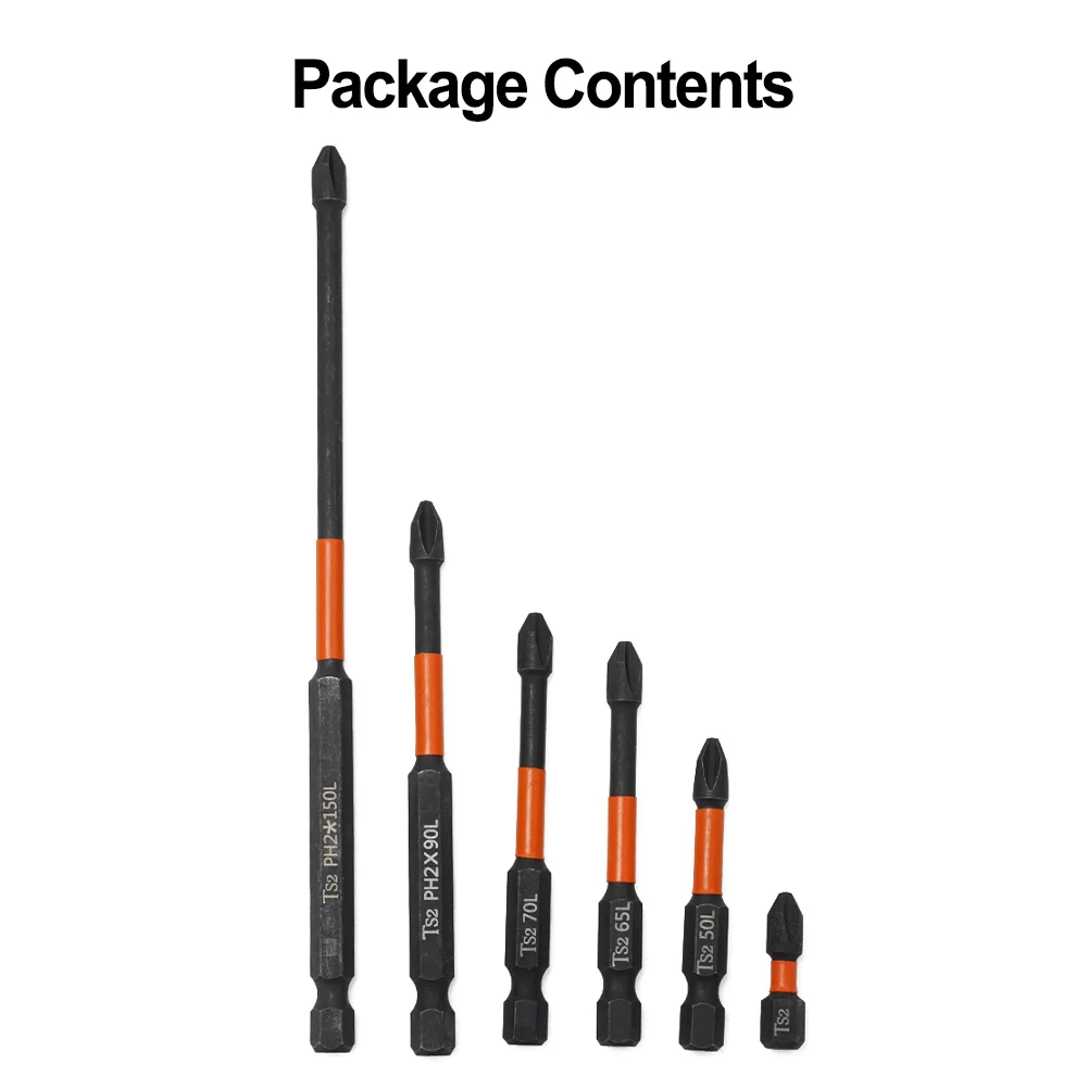 

Brand New Batch Head 6 Set Cross Screwdriver Drill Bits Magnetic PH2 Power Tools 20-150mm 25/50/65/70/90/150mm