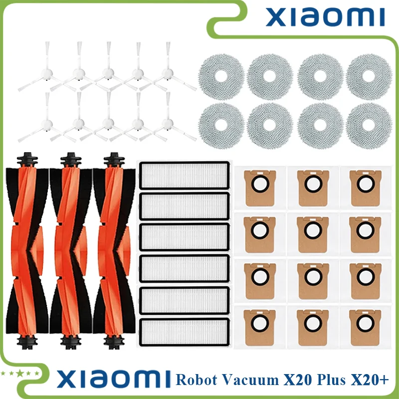 For Xiaomi Robot Vacuum X20 + / X20 Plus Parts Accessories Main Side Brush Hepa Filter Mop Cloth Dust Bag Replacement