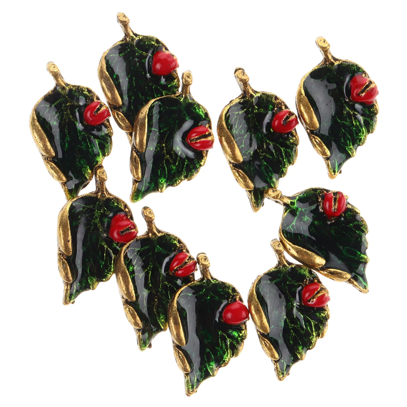 

10Pcs Alloy Leaf Ladybug Pendant Charms for DIY Jewelry Making Necklace Bracelet Craft Supplies Nature Inspired Green Charm