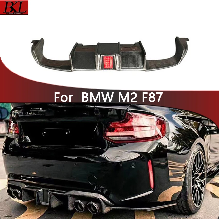 

For BMW F87 M2 M2C 2014-2020 Carbon Fiber With lights Car Rear Bumper Diffuser Rear Splitters Spoiler Back lip Upgrade body kit