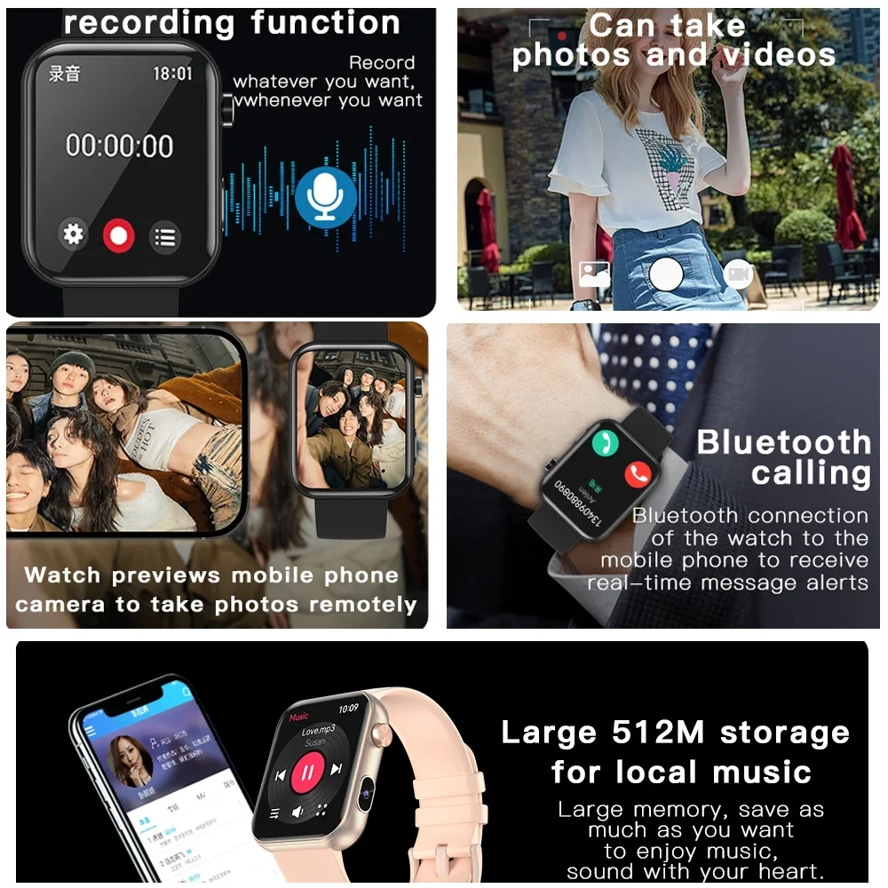 2026 New Video Photo SmartWatch Women 512MB Memory 3D Animated Dial Take BT Call Heart RateSmartwatch Women For TWS Earphones