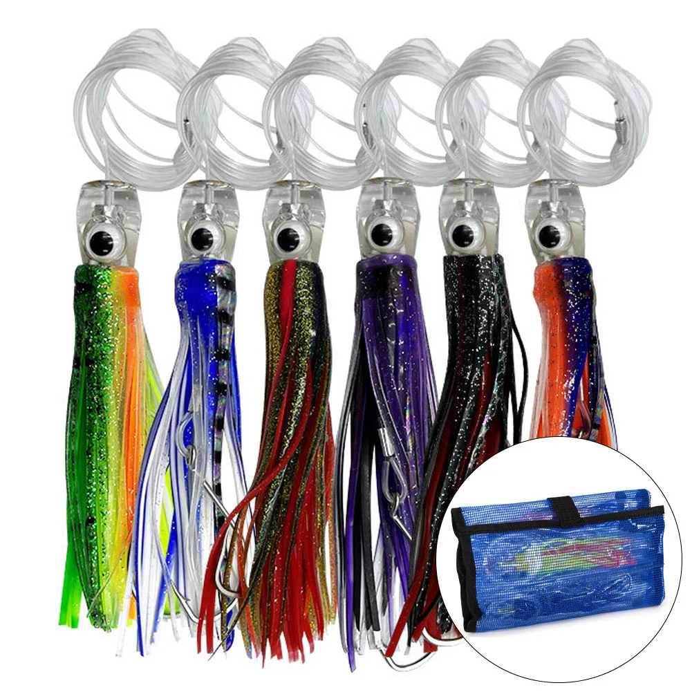 

Trolling Fishing Lure Tuna Marlin Wahoo Shark Trolling Lures With 6 Pocket Storage Bag For Saltwater Outdoor Fishing 6.5 Inch