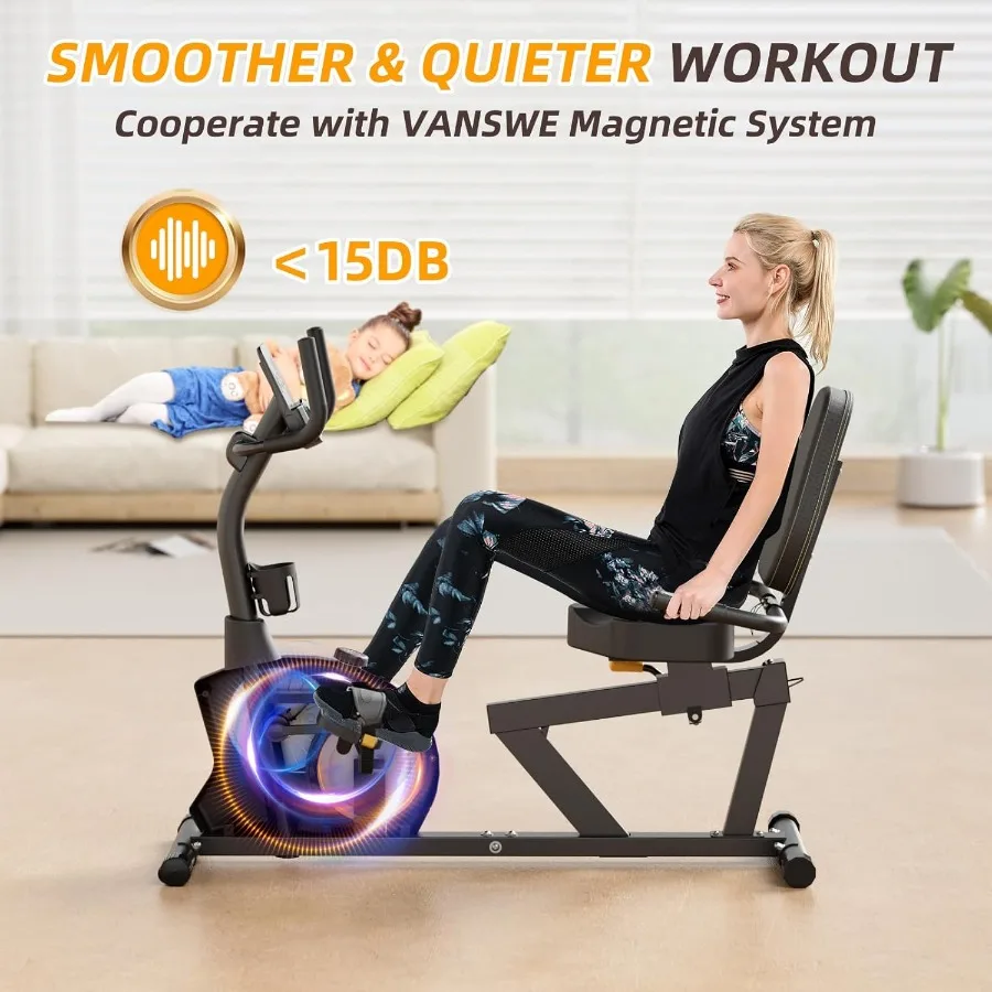Rower treningowy leżący dla dorosłych i seniorów, rowery leżące do użytku domowego z oporem magnetycznym, Bluetooth i możliwością podłączenia do aplikacji.