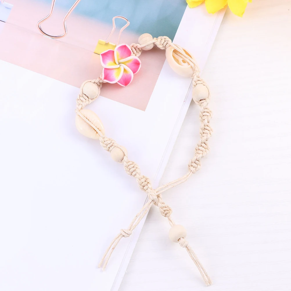 

2pcs Flower Anklet For Women Adjustable Seashell Beach Bohemian Summer Anklet Comfortable Lightweight Woven Shell Feet Jewelry