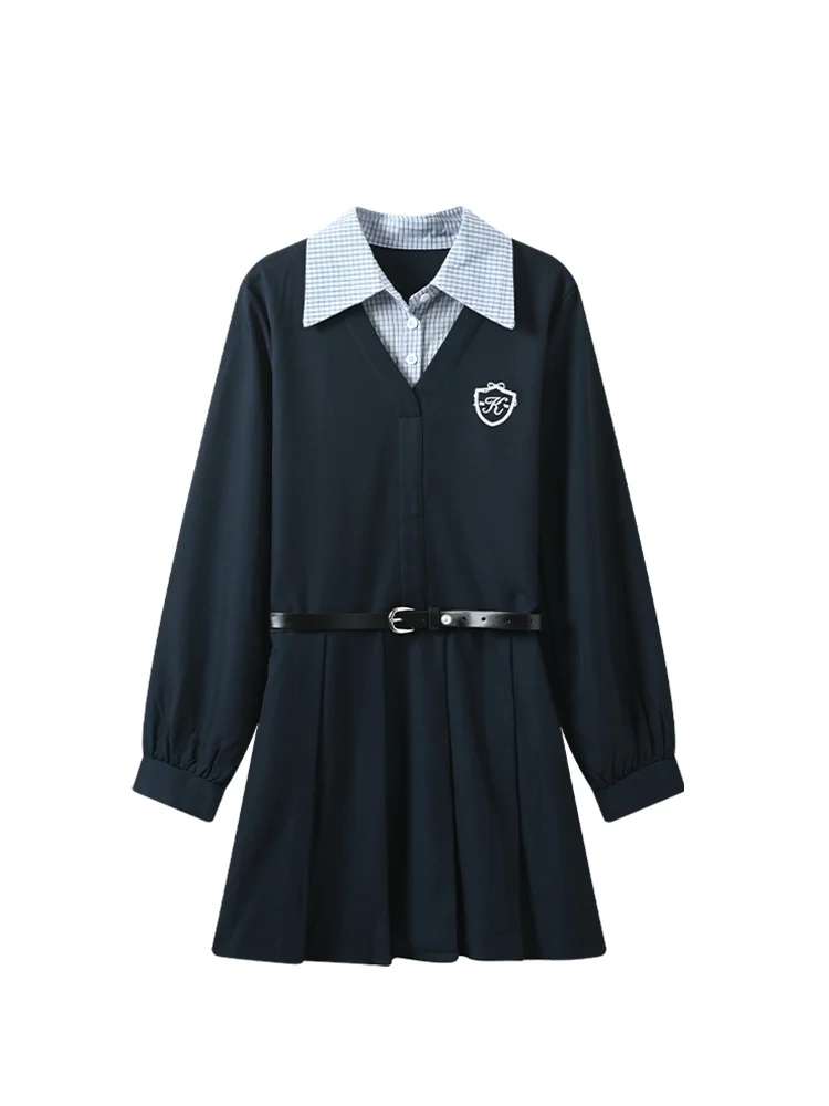 

Юбка-униформа для женщин больших размеров в стиле преппи, осенняя модная модель, из полиэфирного волокна