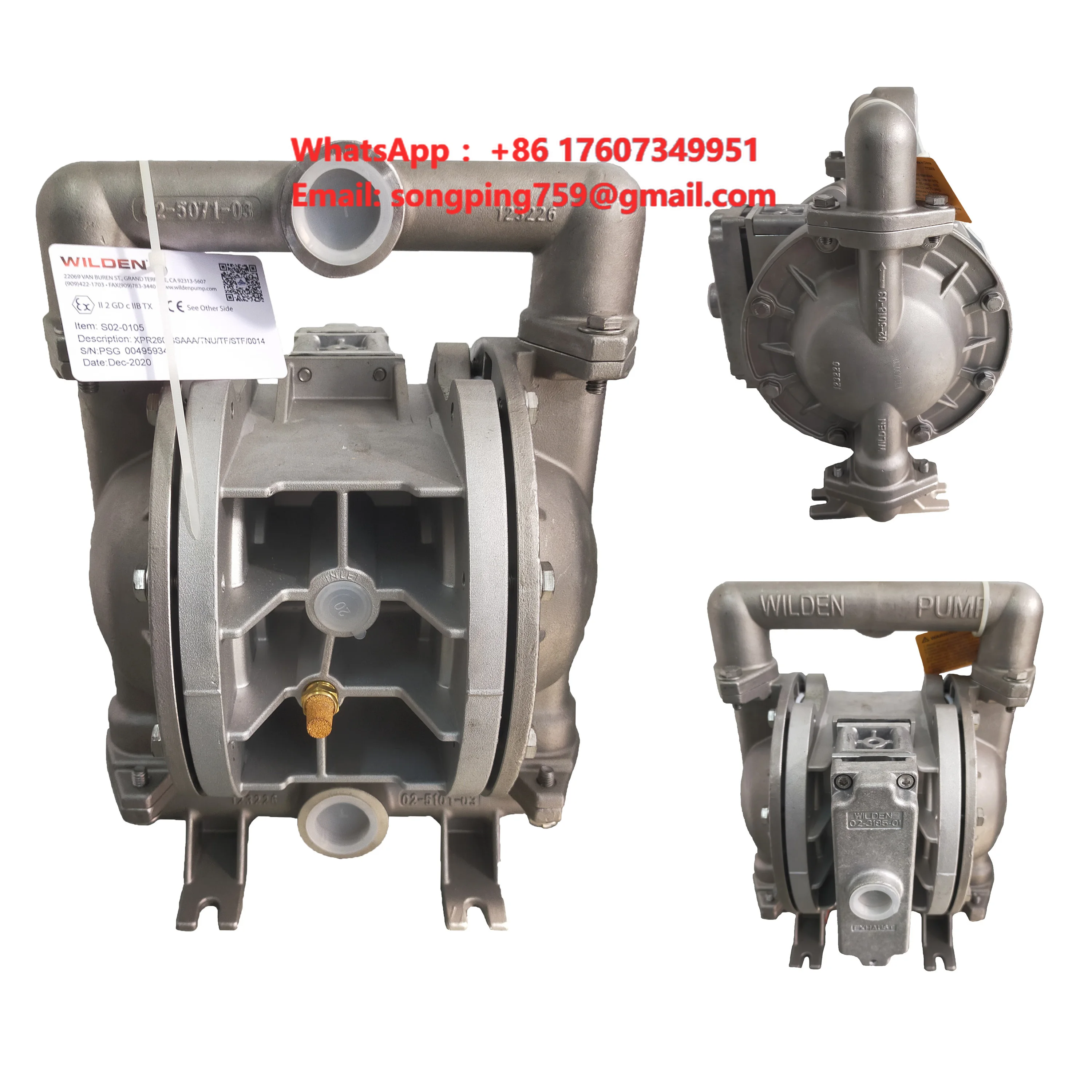 

Wilden XPR260 Stainless Steel Pneumatic Diaphragm Pump PTFE Valve Ball Submersible Watering Pump Self Priming Feature for Marine