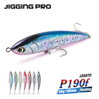 JIGGING PRO 190mm 60g Topwater lápiz superficie señuelo de pesca caminar el perro Artificial agua salada lubina flotante cebo duro aparejos