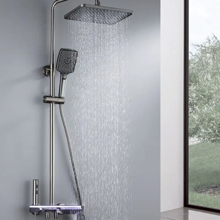 

Water plating gun gray, ambient light, constant temperature digital shower set, household, bathroom
