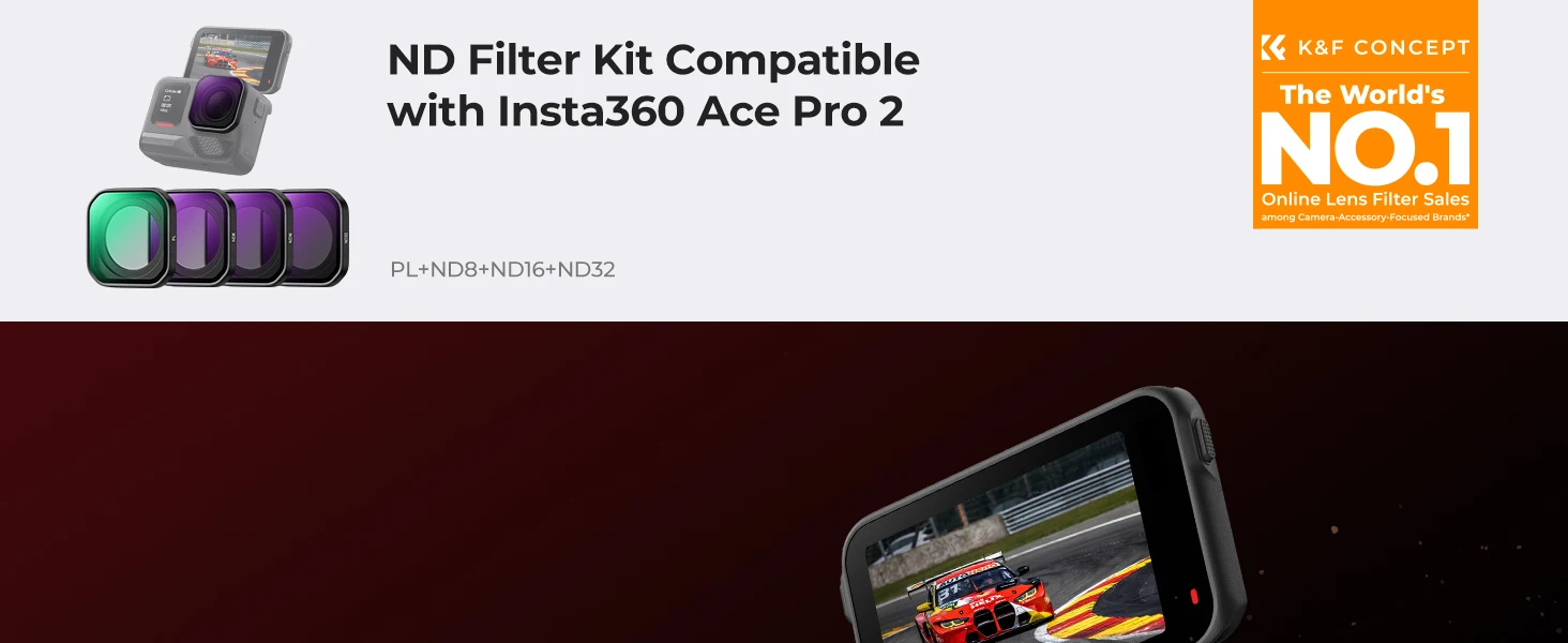 K&F CONCEPT Aufschraubbares Filter-Set Polarisator PL ND8 ND16 ND32 ND64 ND128 für Insta360 Ace Pro 2 Neutraldichte Mehrfach bes – Detail 18
