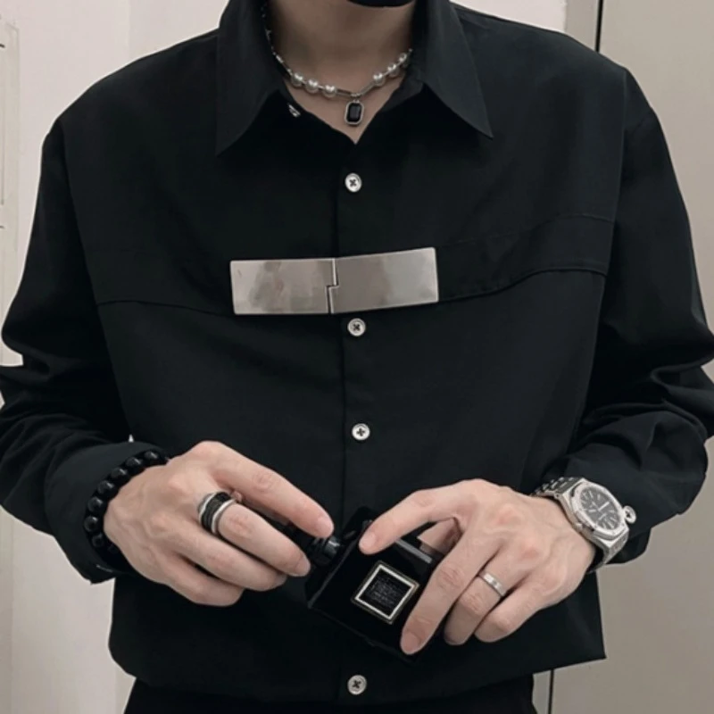 

Мужская рубашка свободного кроя с длинным рукавом для парикмахеров, коллекция 2026 года, в американском стиле, повседневная, в стиле «рибел», крутой топ