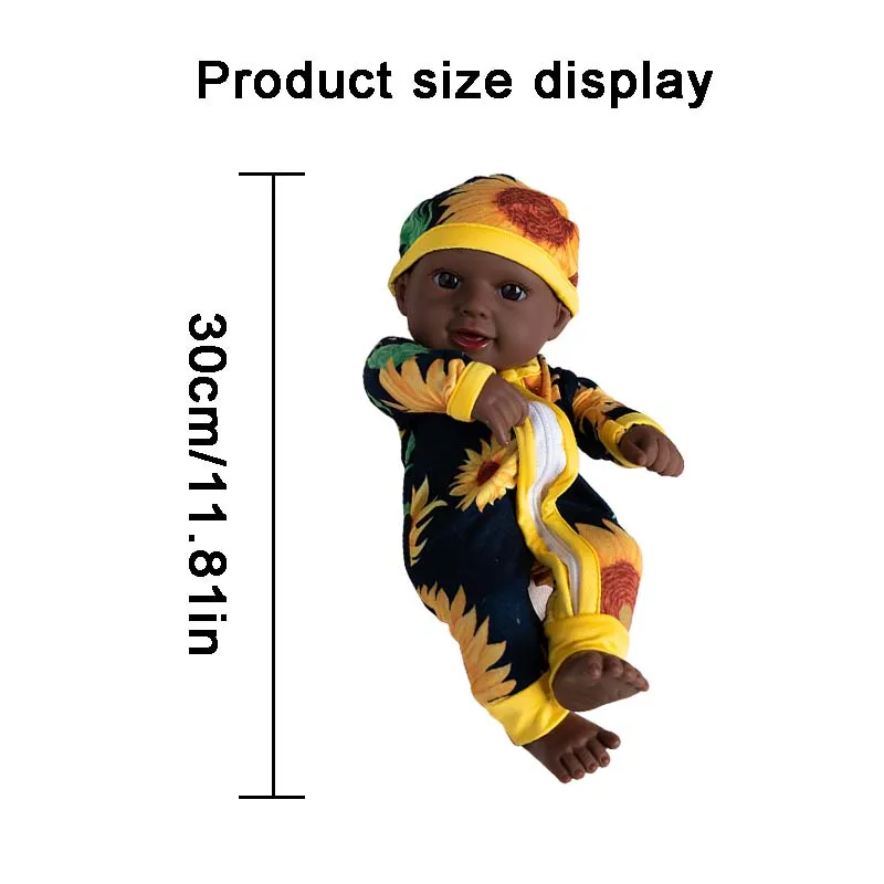 30 cm Reborn Baby Puppe Schwarz Weiche Volle Vinyl Baby Puppen Für 11,81 zoll Puppen Lebensechte Neugeborene Baby Puppe Geschenk puppe Spielzeug für Mädchen ﻿